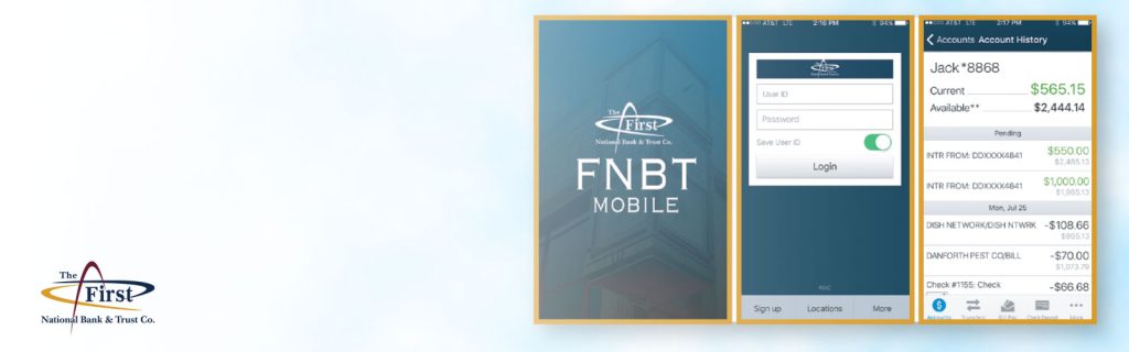 Phone mobile banking with the FNBT mobile app and screenshots